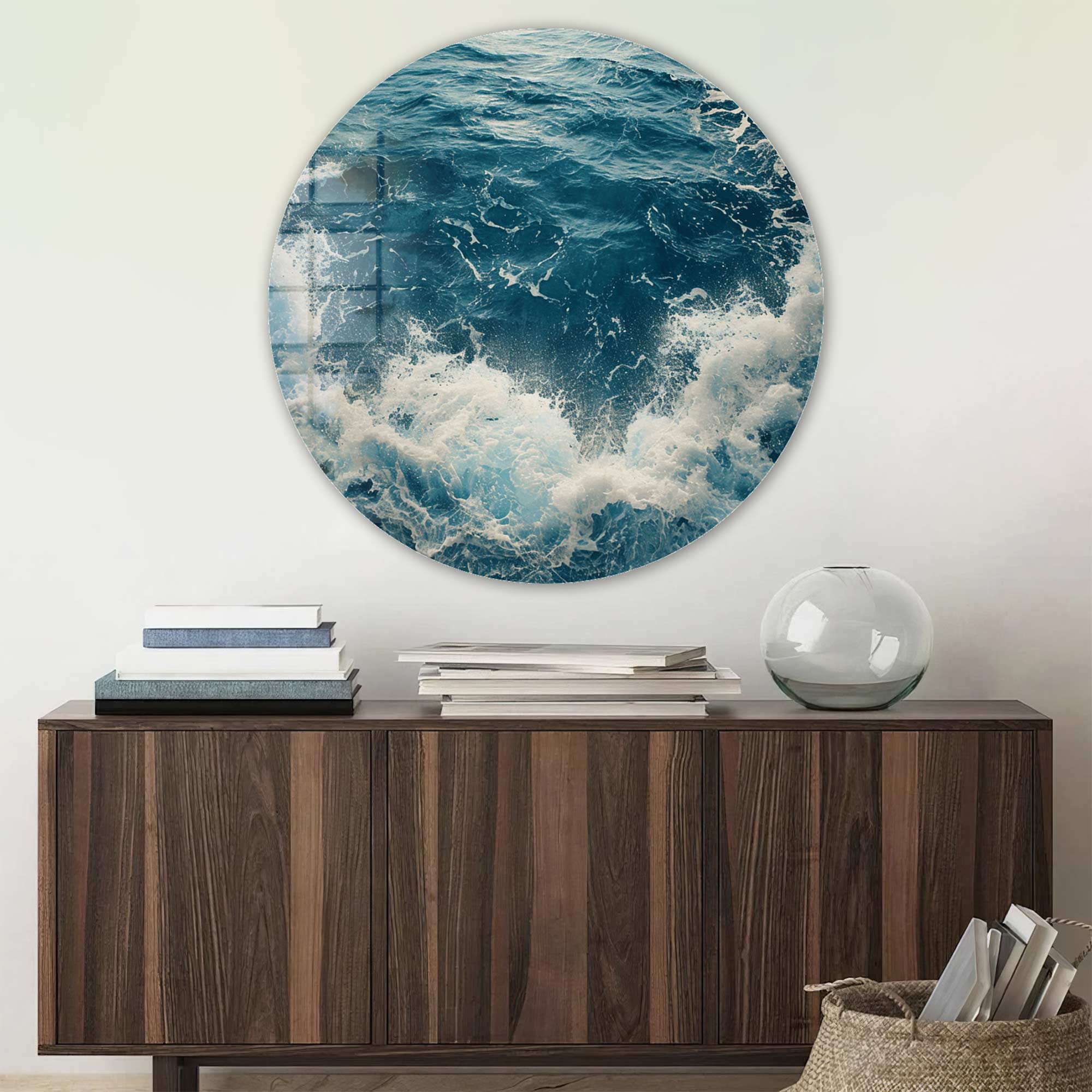 Waveborn Symphony Rounded Glass Wall Art - Modern Abstract Decor for Living Room, Bedroom & Office - Perfect for Home & Office Decor