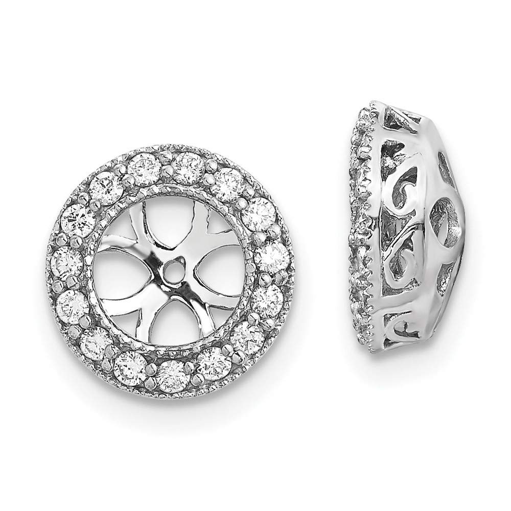 14K White Gold Diamond Earring Jacket Mountings - 10.5mm Stud Enhancer Backs | XJ34W Style for Wedding, Party & Special Occasions