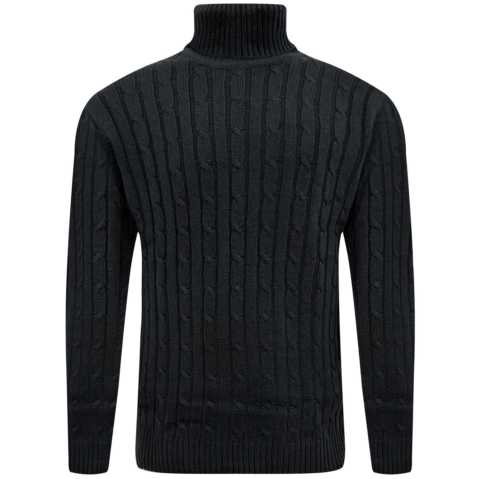 Fashionego Men's Roll Neck Cable Knit Sweater - Warm Turtle Neck Pullover Jumper for Winter | Casual & Office Wear