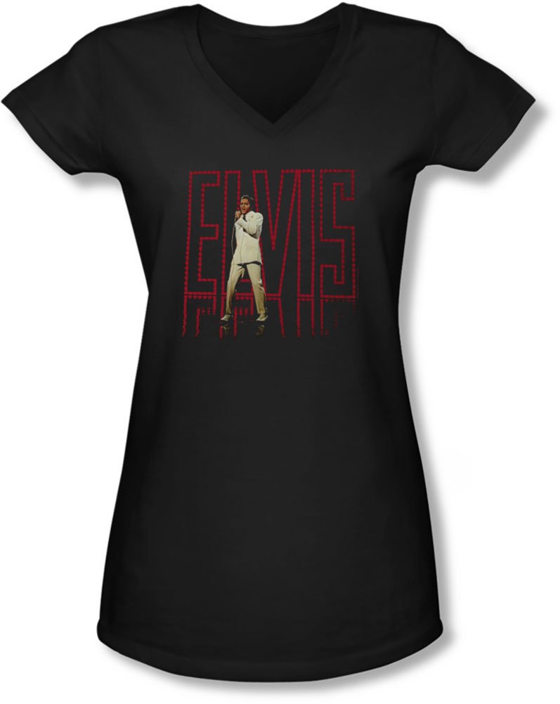 Elvis Presley 68 Comeback Special Juniors V-Neck T-Shirt - Vintage Album Graphic Tee for Concerts & Rock Music Fans