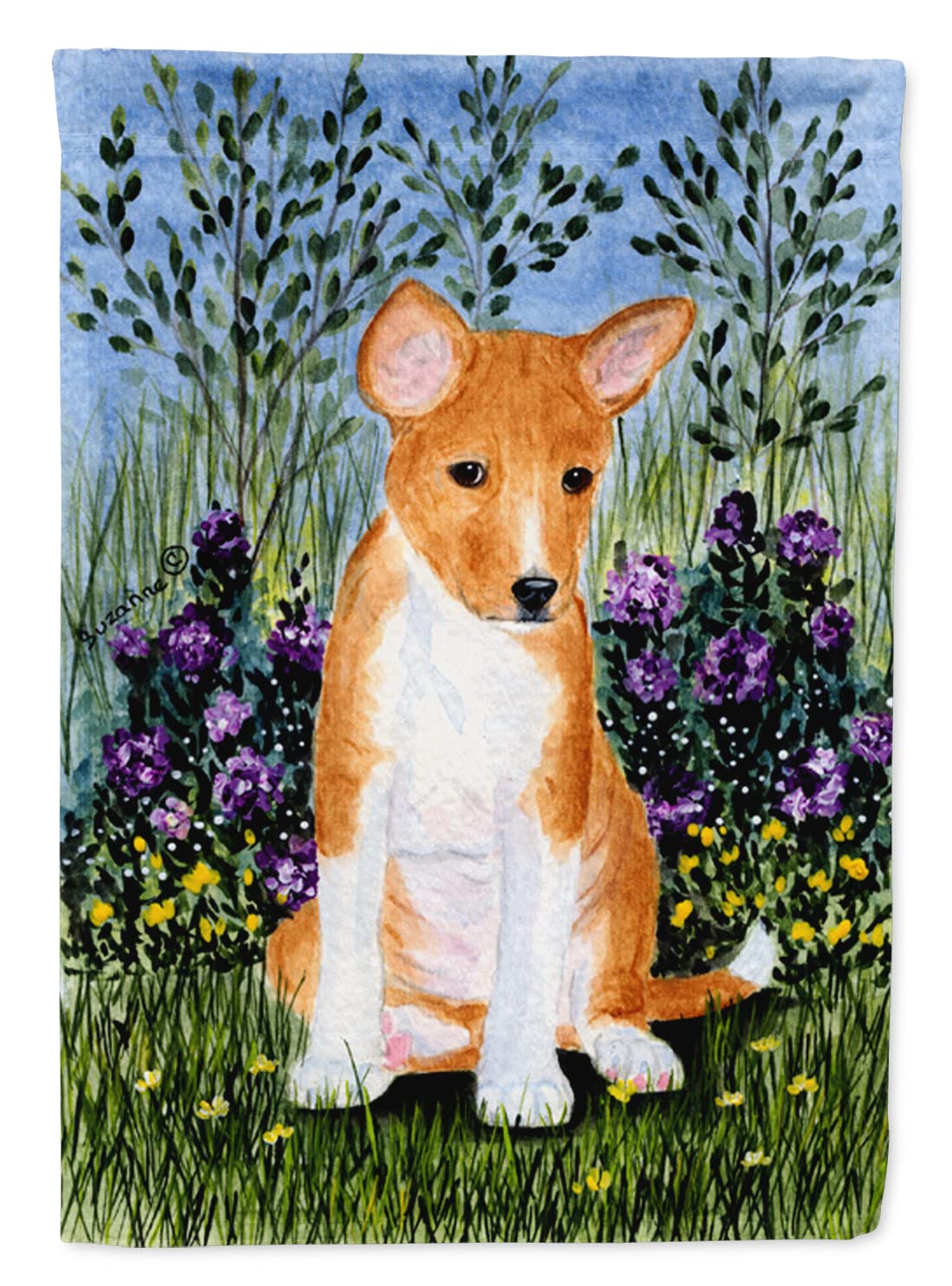 Caroline's Treasures SS8108GF Basenji Dog Outdoor Garden Flag - Decorative Yard Banner for Mailbox, Patio, Flower Beds - Vibrant Multicolor Design Perfect for Home & Garden Decor