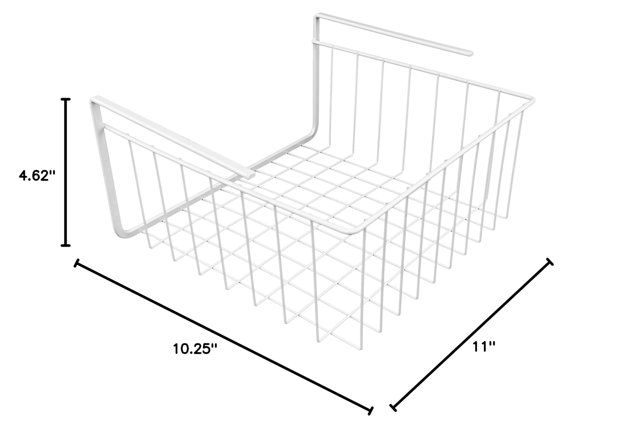 White Wire Under Shelf Storage Basket 11-Inch - Southern Homewares Space Saving Organizer for Kitchen, Bathroom & Pantry Organization