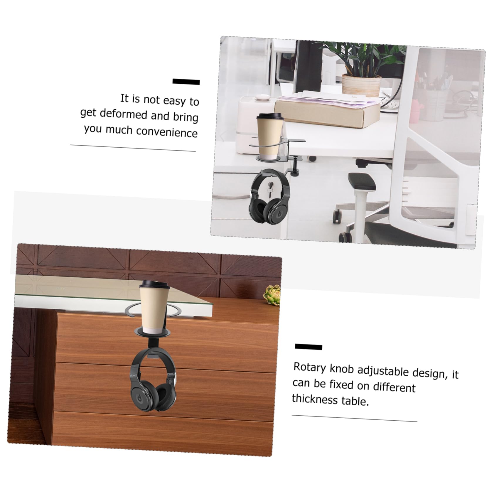 Artibetter 4 Pack Metal Headphone Stand with Drink Holder - Durable Aluminum Alloy Computer Desk Organizer for Gaming Headsets, Office Accessories & Home Decor (Space-Saving Design)