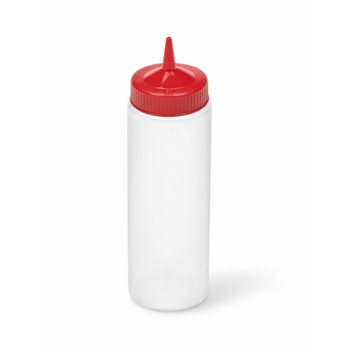 Vollrath 24 Oz Wide Mouth Clear Plastic Squeeze Bottle with Red Cap - Perfect for Kitchen, Restaurant, Condiments, Sauces & Food Service Use