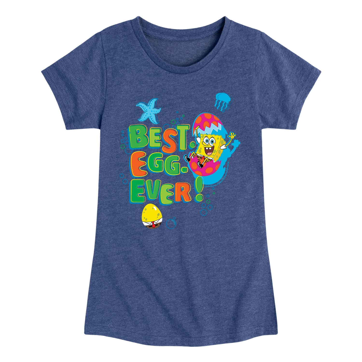 SpongeBob SquarePants Easter Graphic T-Shirt for Toddler & Youth Girls - Soft Short Sleeve Cotton Tee - Medium Size - Perfect for Easter Outfits, Birthday Gifts & Casual Wear