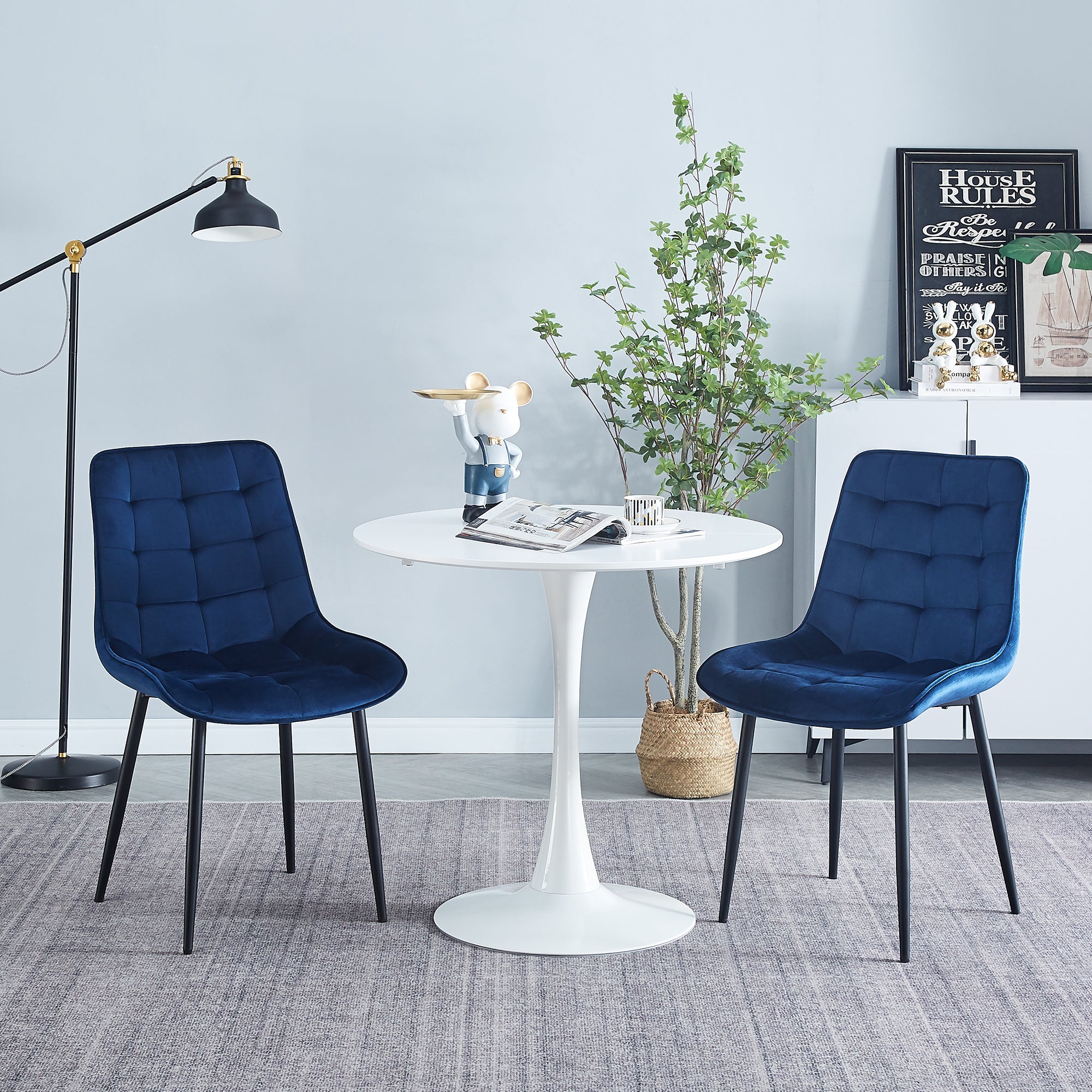 Modern Blue Dining Chairs Set of 2 - Contemporary Style with Advanced Technology - Perfect for Restaurants, Cafes, Bars, Offices & Living Rooms - Easy Assembly & Sturdy Design - Ideal for Home Dining & Commercial Spaces