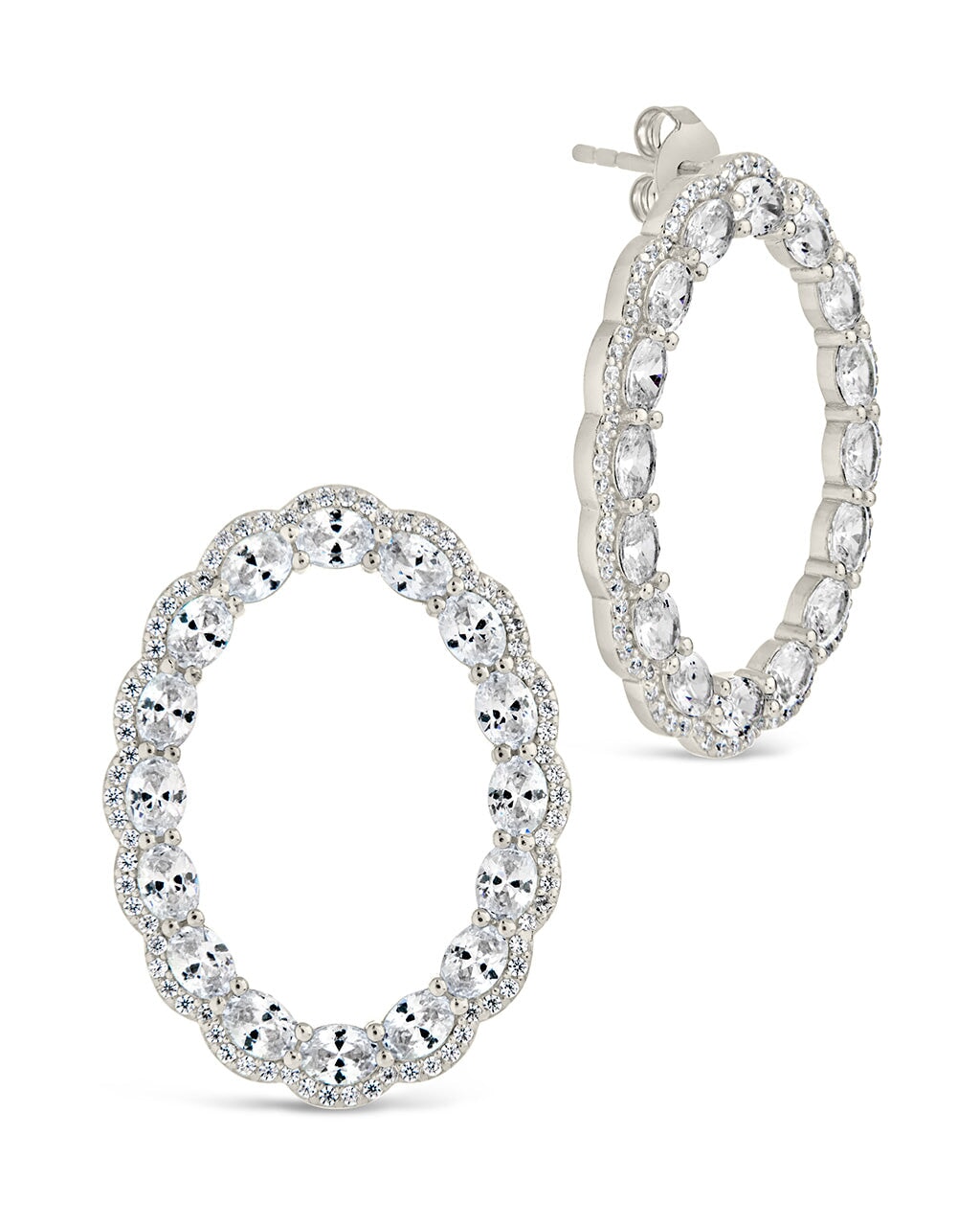 CZ Oval Stud Earrings for Women - Elegant Cubic Zirconia Rosary Earrings for Daily Wear, Gift Giving & Special Occasions