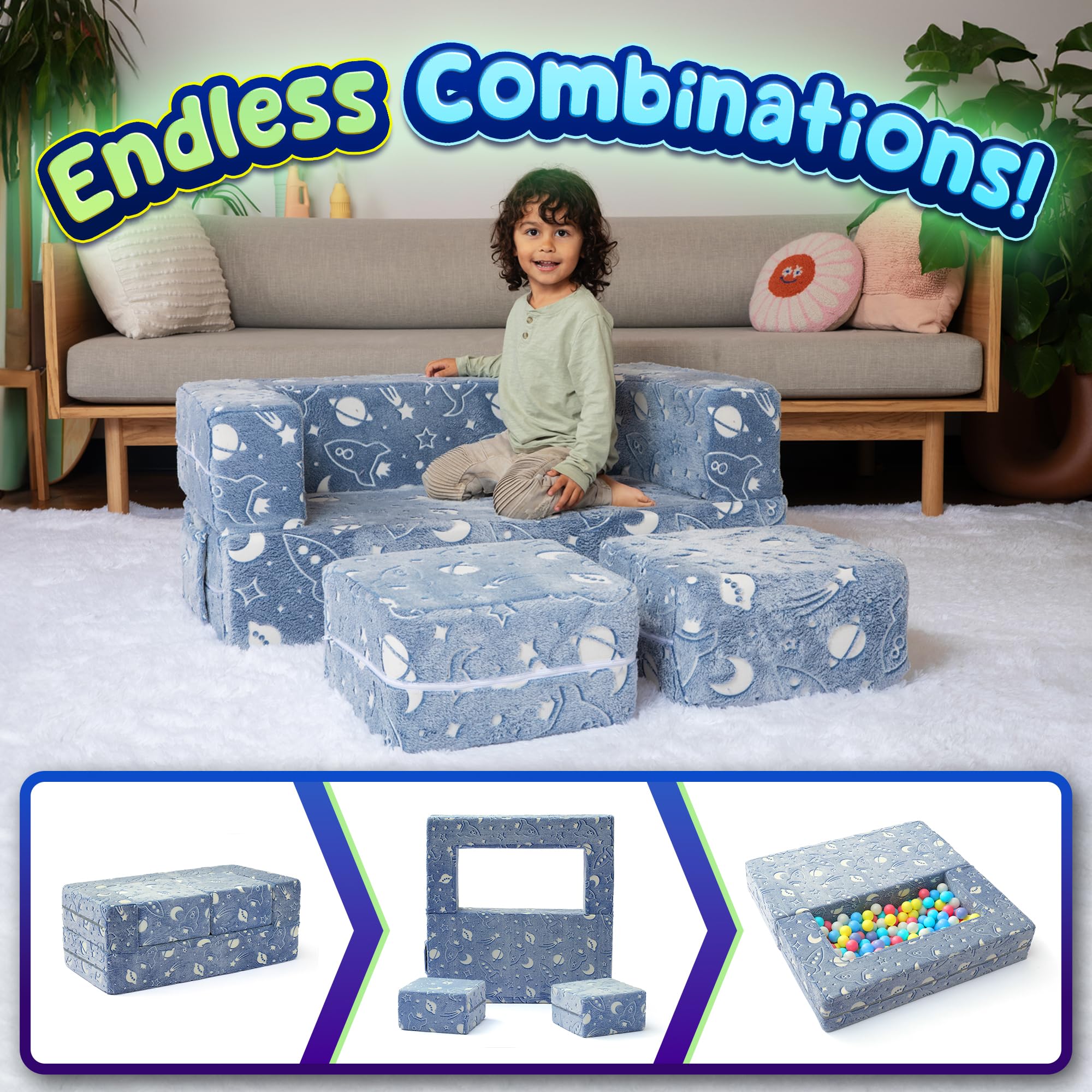Modular Kids Play Couch Set - Soft Foam Toddler Sofa for Playroom, Nursery & Living Room | Safe & Durable Children's Furniture for Playtime, Reading & Relaxation