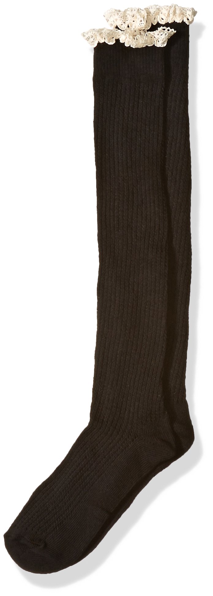 Jefferies Girls' Big Lace & Buttons Knee High Boot Socks - Fashionable Winter Warm Crew Socks for Teens, School, Cosplay & Outfits