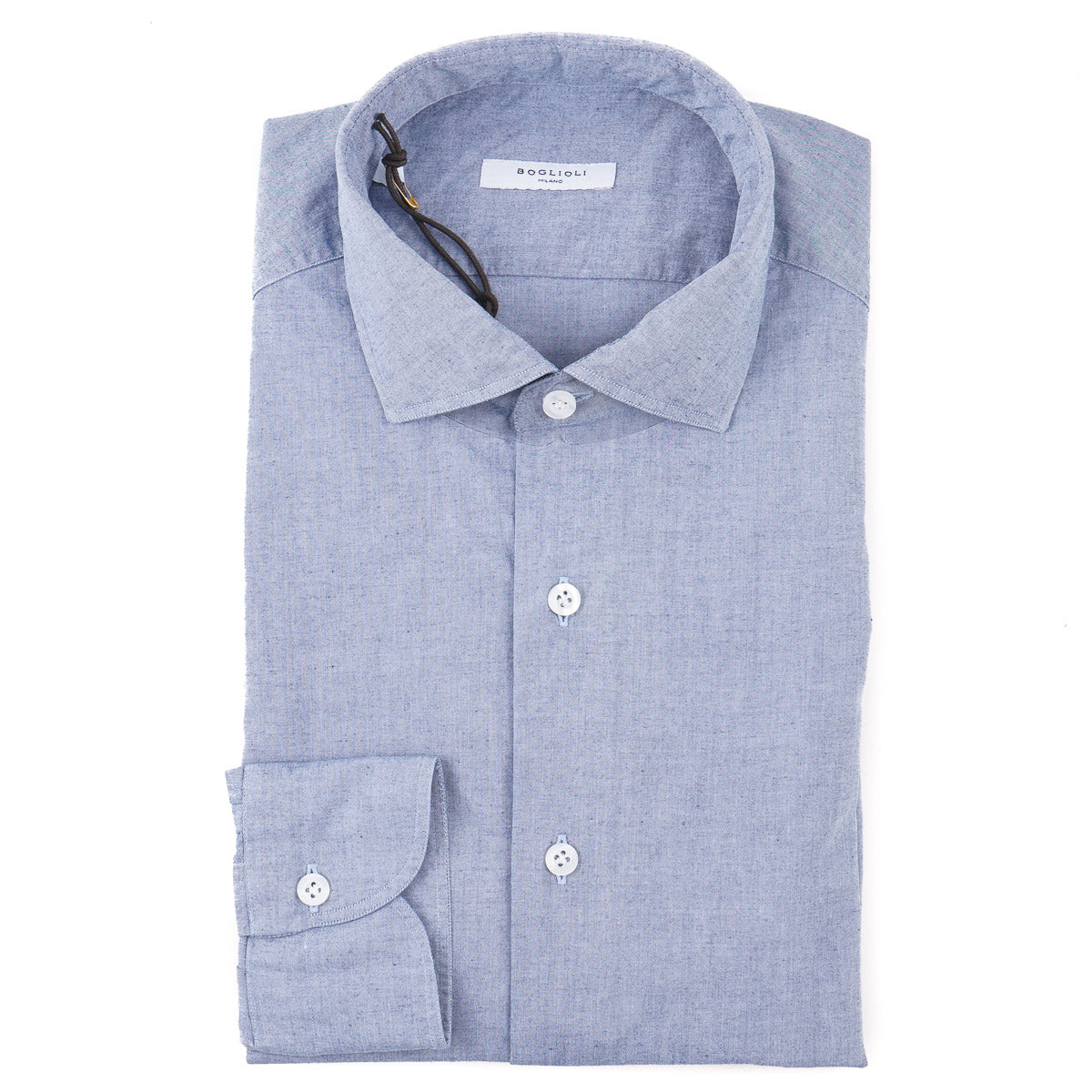 Boglioli Men's Extra Slim Fit Chambray Cotton Dress Shirt - Casual & Business Wear for Office, Date Night & Special Occasions