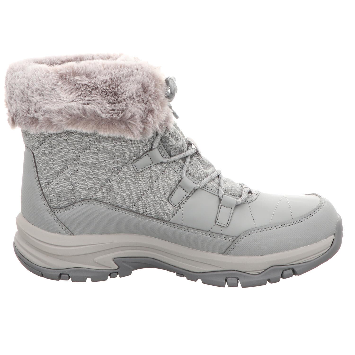 Skechers Women's Trego Winter Waterproof Ankle Boots with Fur Collar - Warm Grey Snow Boots for Cold Weather, Outdoor Walking & Winter Fashion