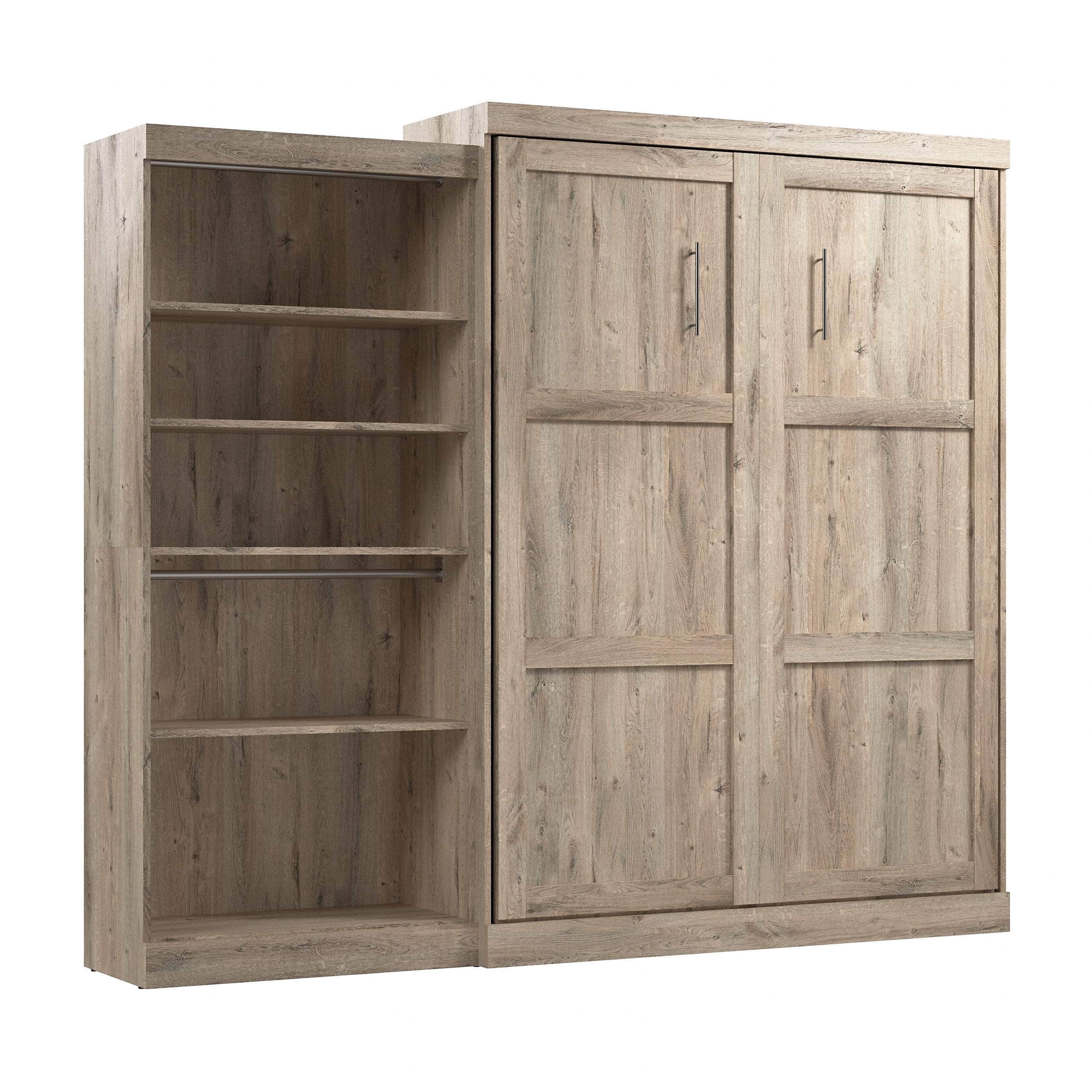 Pur Queen Murphy Wall Bed with Closet Organizer (101W) - 7 Color Options | Space-Saving Wall Bed for Small Apartments, Guest Rooms & Home Offices