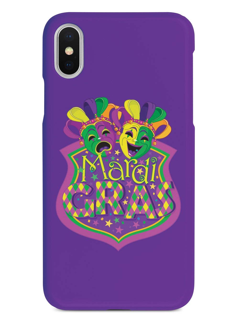 Premium 3D Textured Protective Phone Case for Apple iPhone X/Xs - Mardi Gras Masks Design - Shockproof & Slim Fit - Perfect for Parties, Travel & Everyday Use