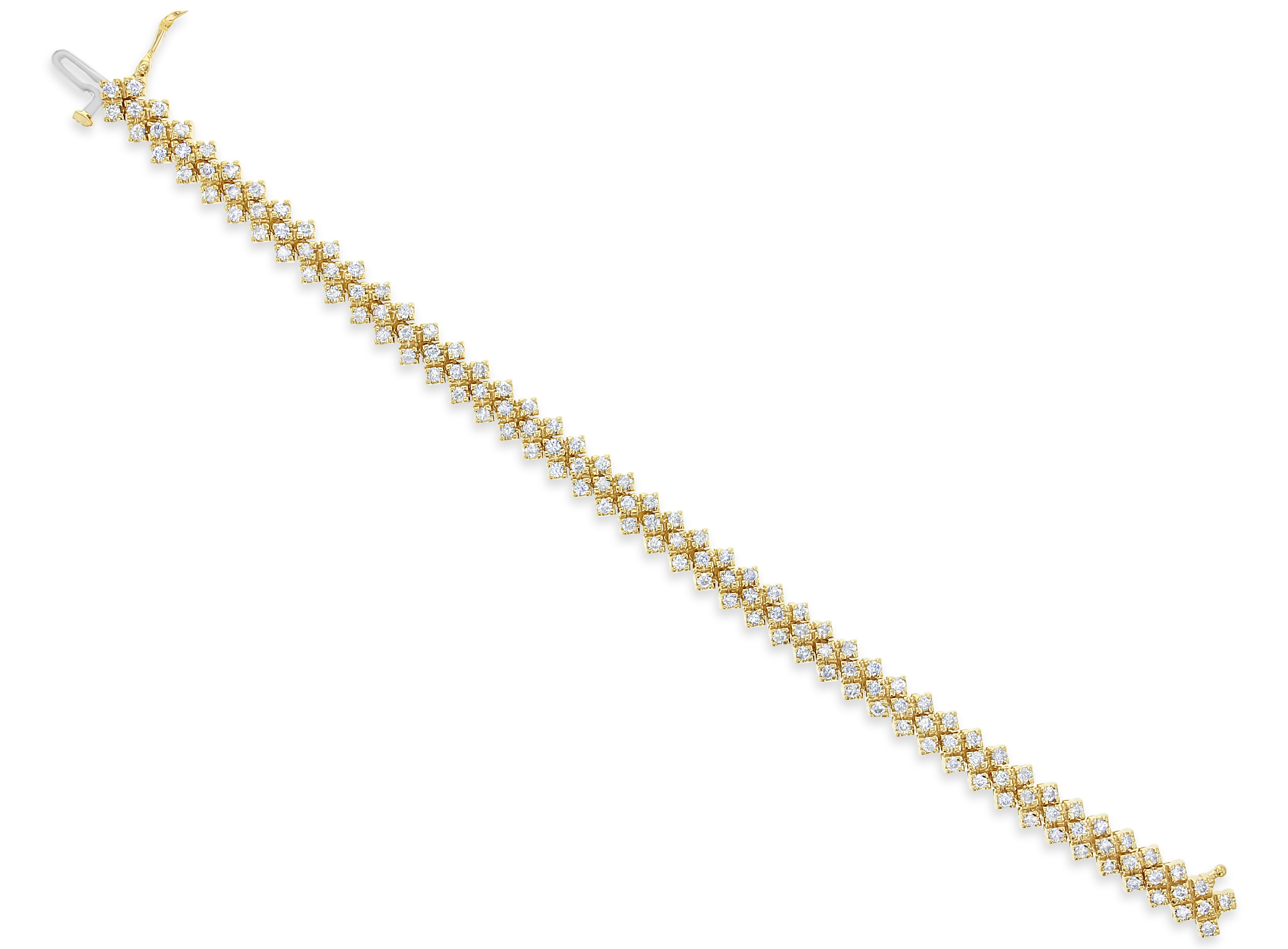 4.25cttw Diamond Tennis Bracelet in 14k Yellow Gold - Basketweave Design for Women, Perfect for Weddings, Anniversaries & Special Occasions