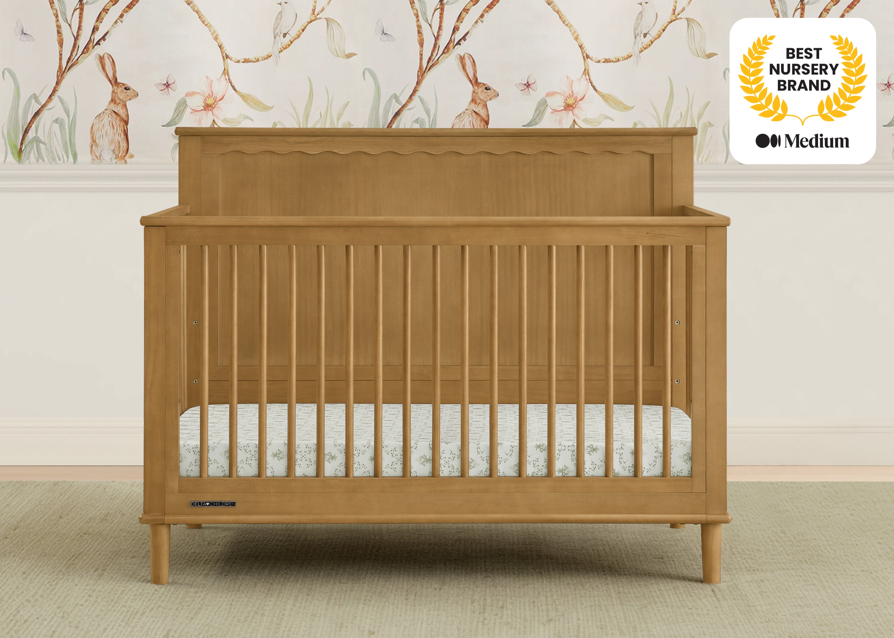 Penelope 6-in-1 Convertible Baby Crib - Toddler Bed with Mattress | Nursery Furniture for Boys & Girls | Perfect for Small Spaces & Growing Families