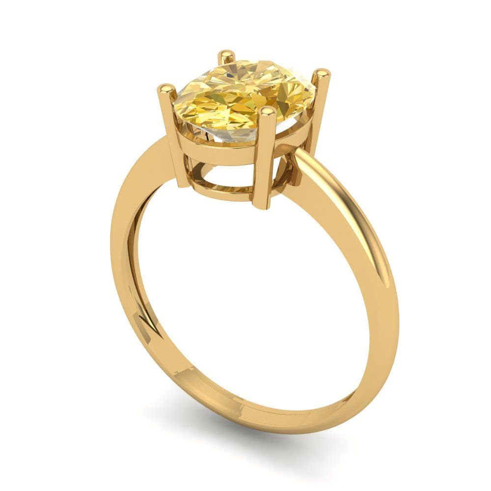 2.0ct Oval Canary Yellow Simulated Diamond Ring - 14k Gold for Engagement & Anniversary
