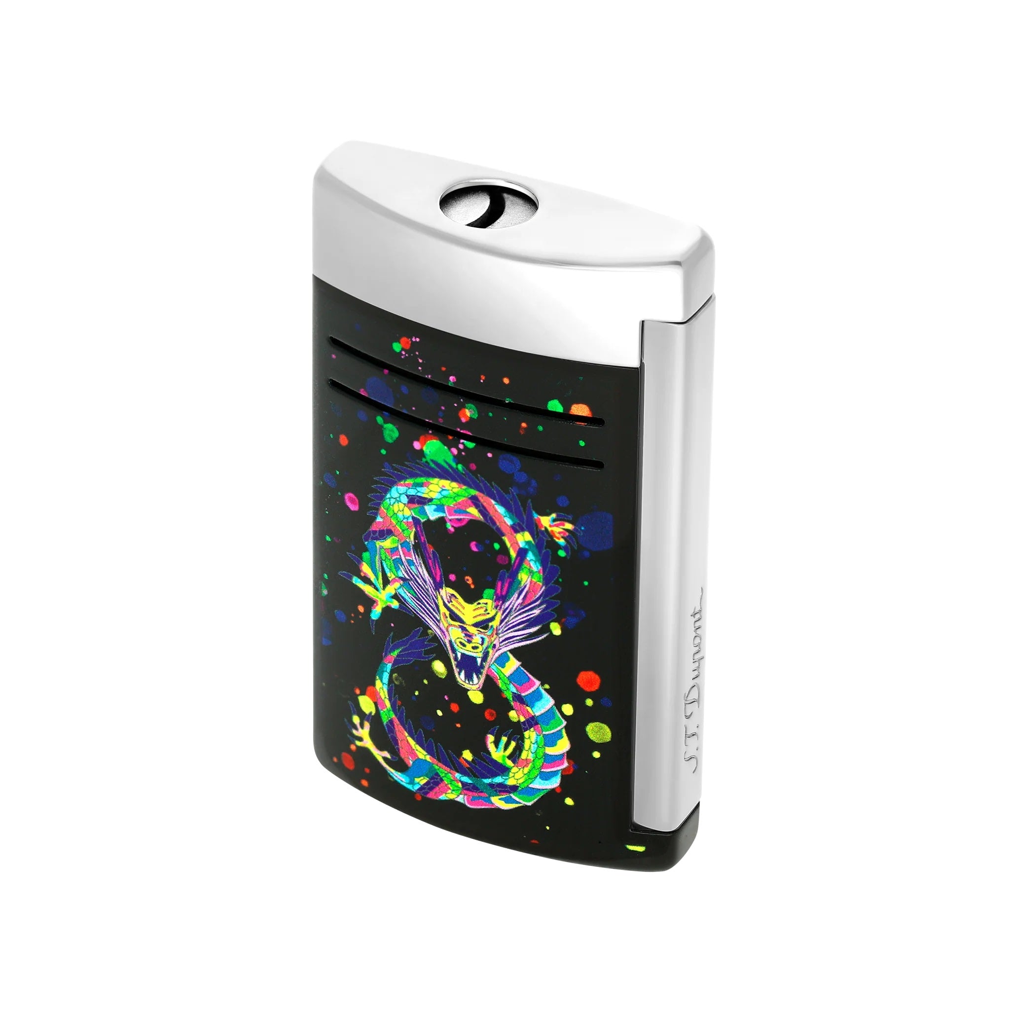 ST Dupont MaxiJet Year of the Dragon Black & Chrome Luxury Lighter - Perfect for Gifts, Collectors & Special Occasions