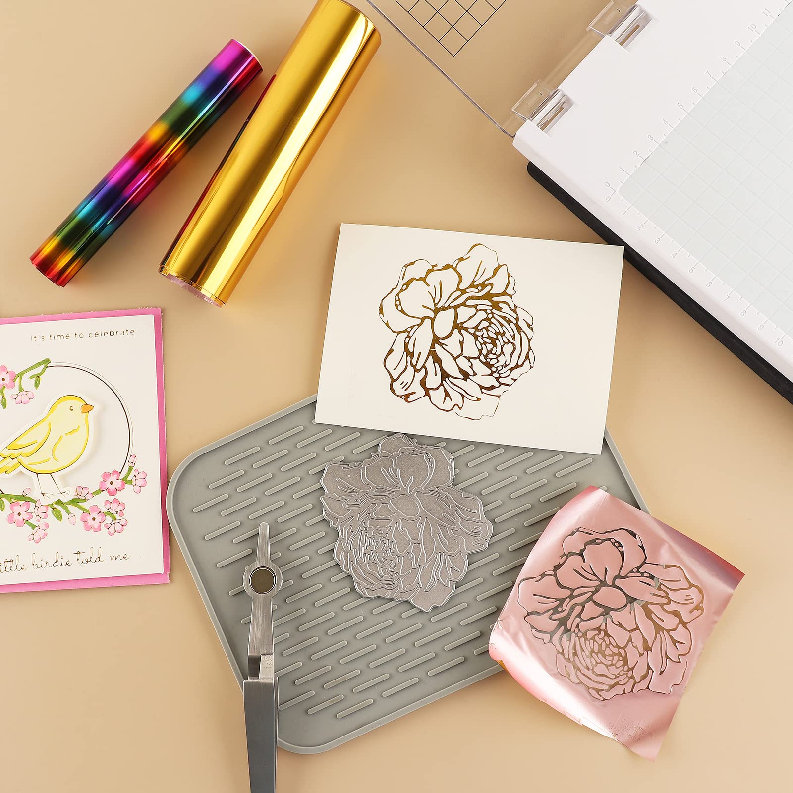 Briartw 4 Rolls Glimmer Hot Foil Roll Bundle - Gold Heat Activated Foil for Glimmer Hot Foil System & Heat Foil Pen - 5.9