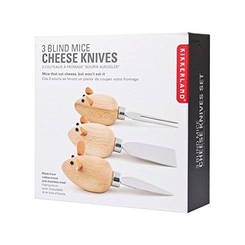 Kikkerland Mouse Cheese Knives Set of 3 - Fun Novelty Cheese Cutters for Parties, Charcuterie Boards & Gifts