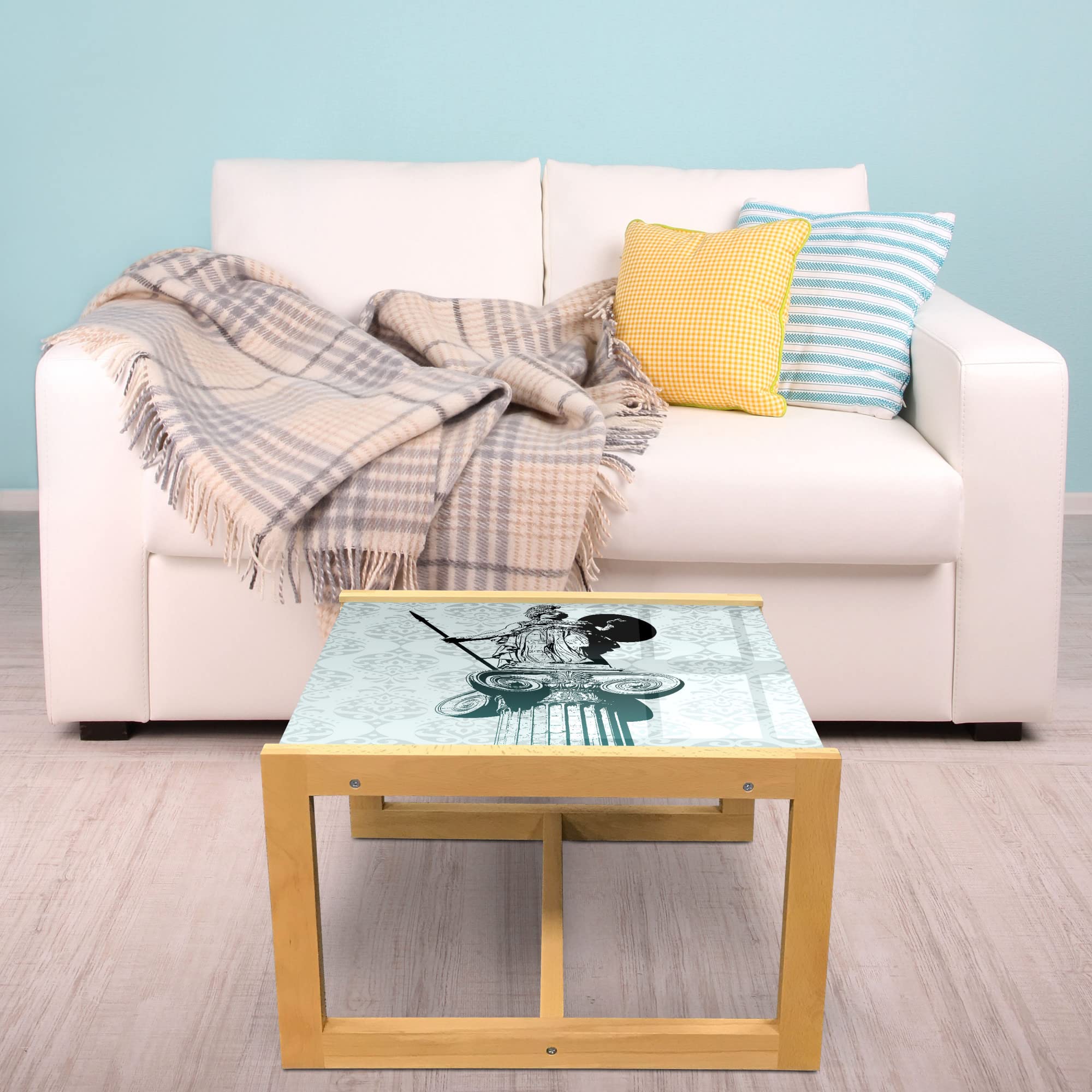 Retro Coffee Table with Wooden Frame - Office & Dorm Decor