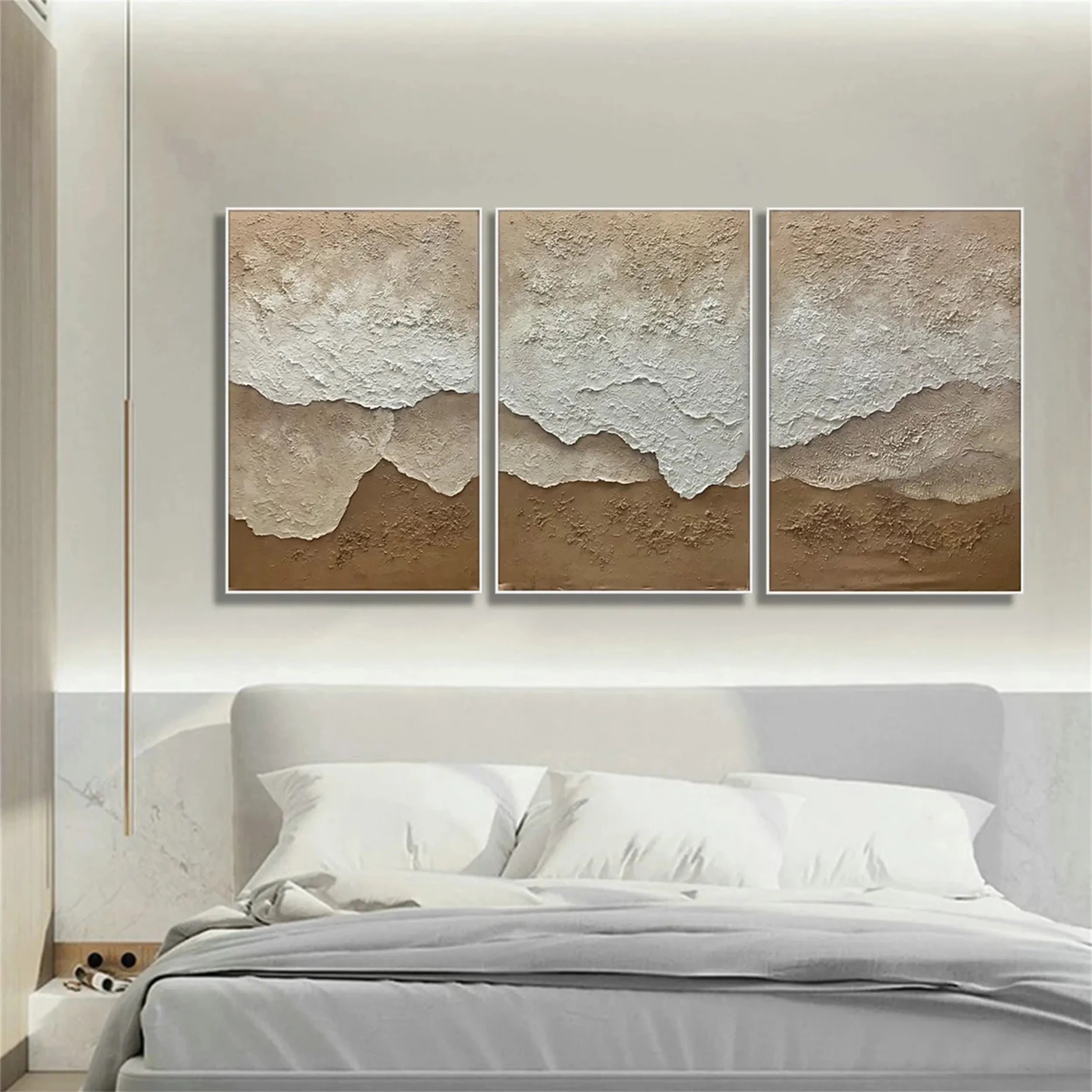 Ocean and Sky Painting Set of 3 - Abstract Seascape Wall Art for Living Room, Bedroom, Office Decor | Modern Coastal Home Decorations