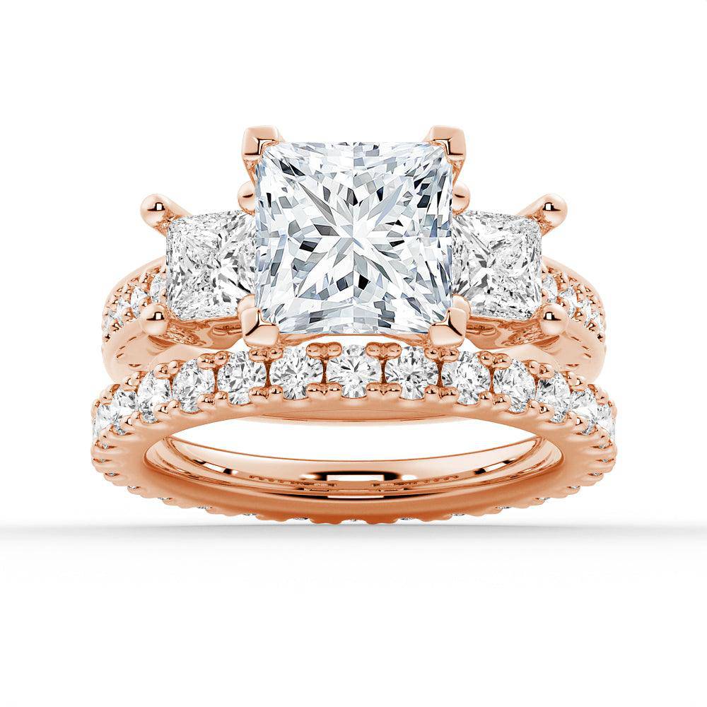Princess Cut Three Stone Moissanite Engagement Ring - Vintage Style Wedding Band for Women, Perfect for Proposals, Anniversaries & Special Occasions
