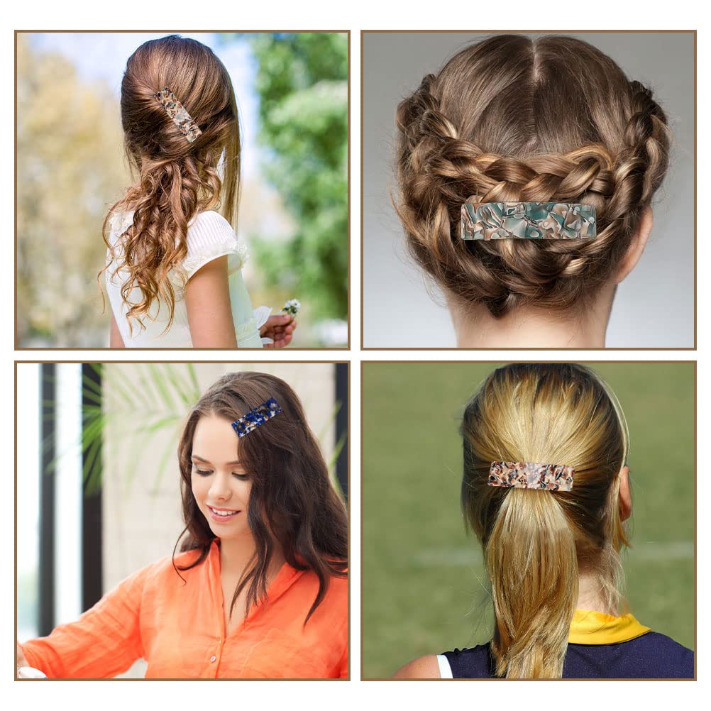 4Pcs French Style Automatic Hair Barrettes for Women - Hair Clips for Fine, Medium & Thick Hair - Perfect for Work, Weddings & Everyday Styling