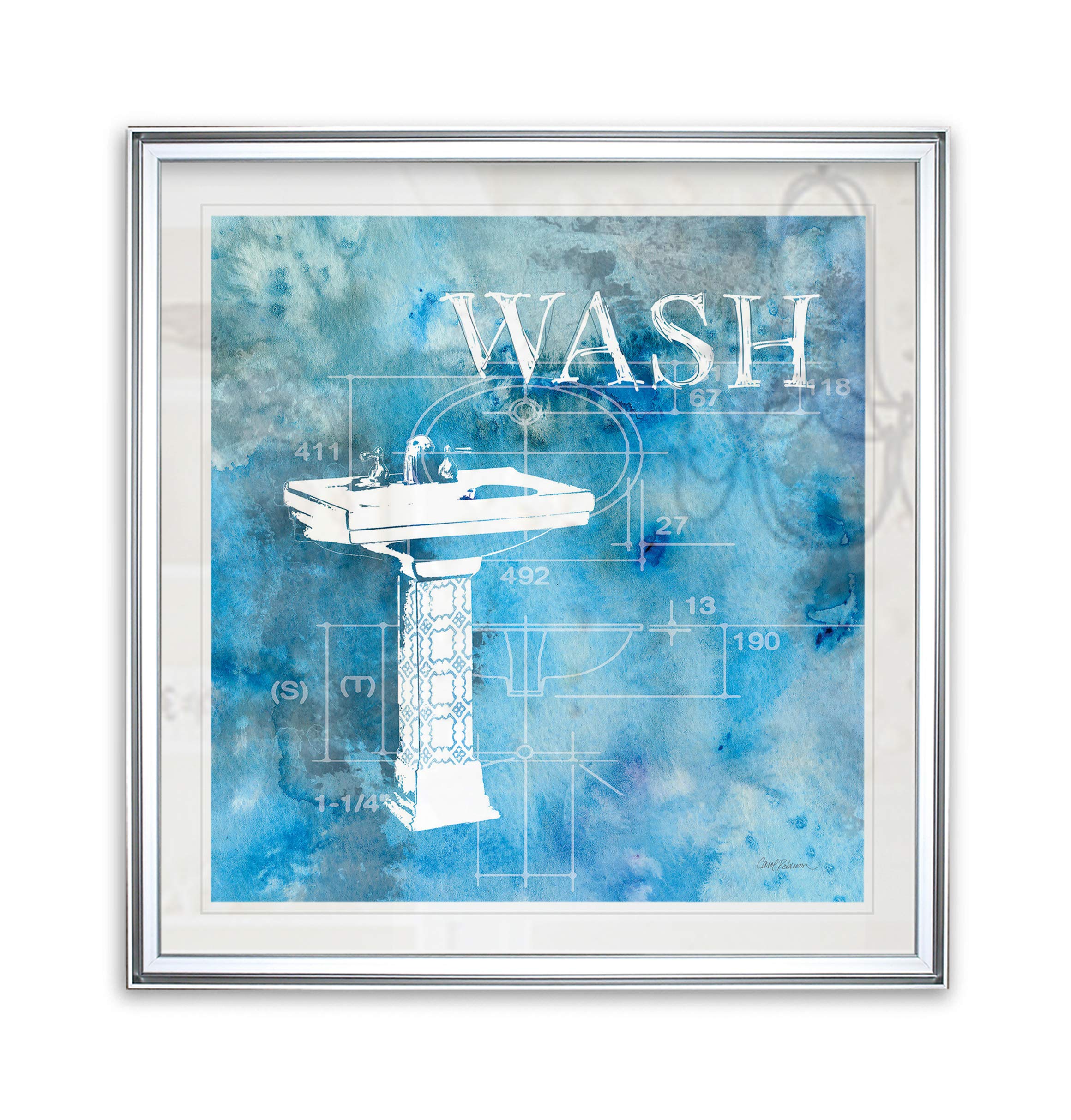 Carol Robinson Bathroom Wall Decor - Abstract Artwork Bath Plans II Giclee Canvas Print | Framed Ready-to-Hang Painting for Modern Home, Spa & Office Decor