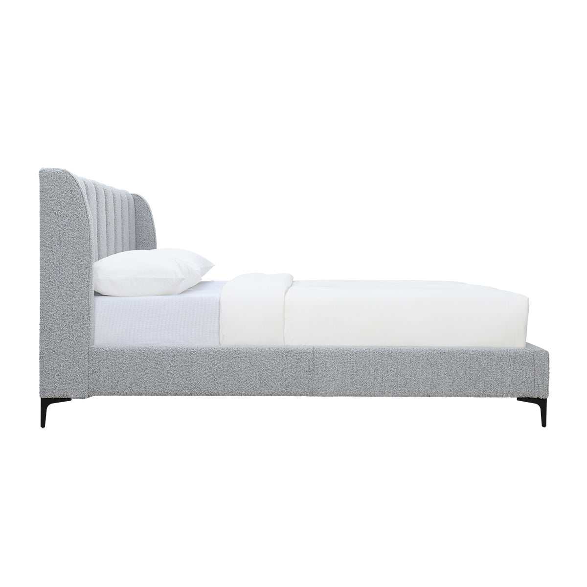 Georgia Boucle Queen Bed - Luxurious Upholstered Bed Frame with Soft Boucle Fabric for Master Bedroom Decor | Perfect for Modern, Scandinavian & Minimalist Bedroom Styles