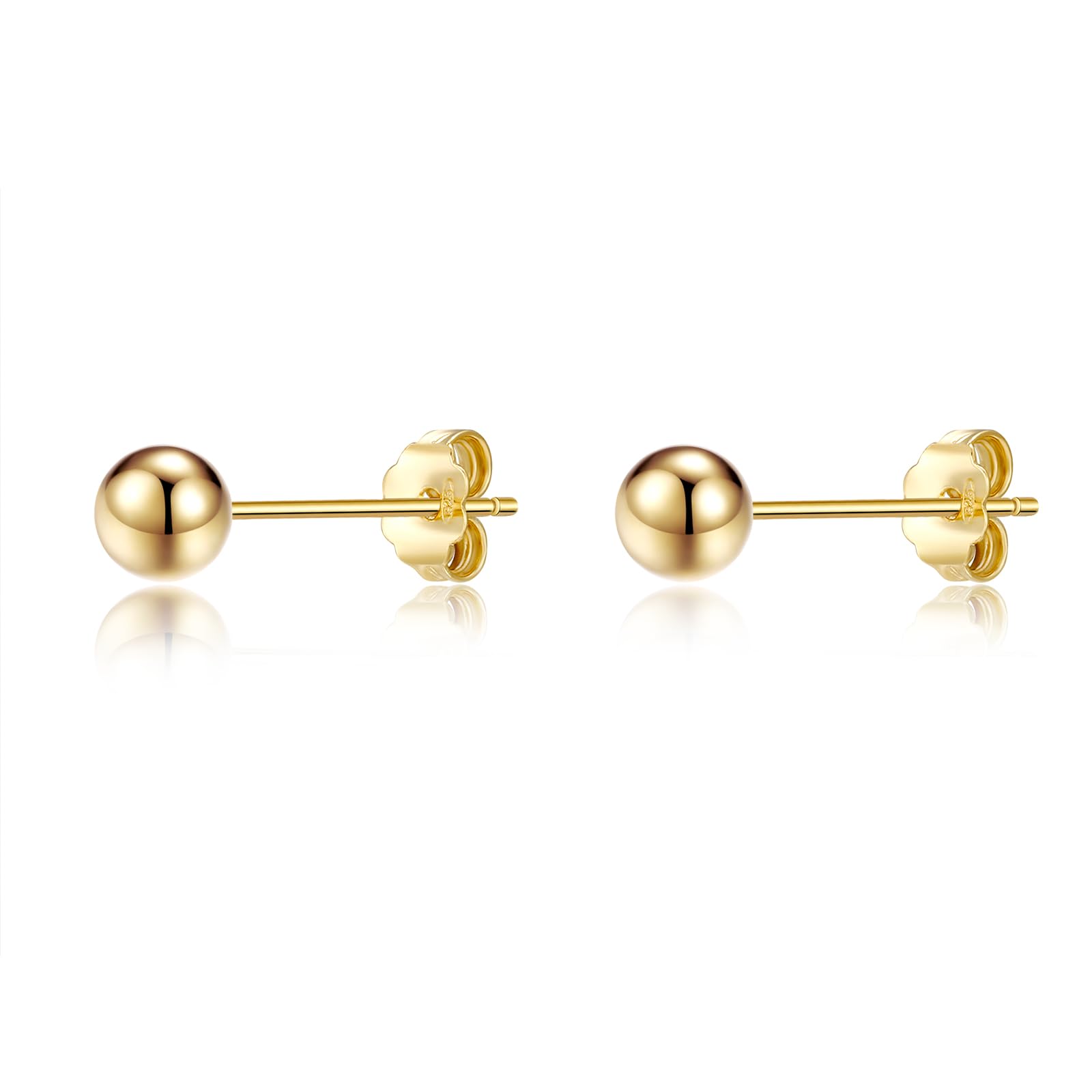 Hypoallergenic Gold Flat Back Stud Earrings for Women - ToHeart Stud Ball Earrings - Perfect for Everyday Wear, Parties & Gifts