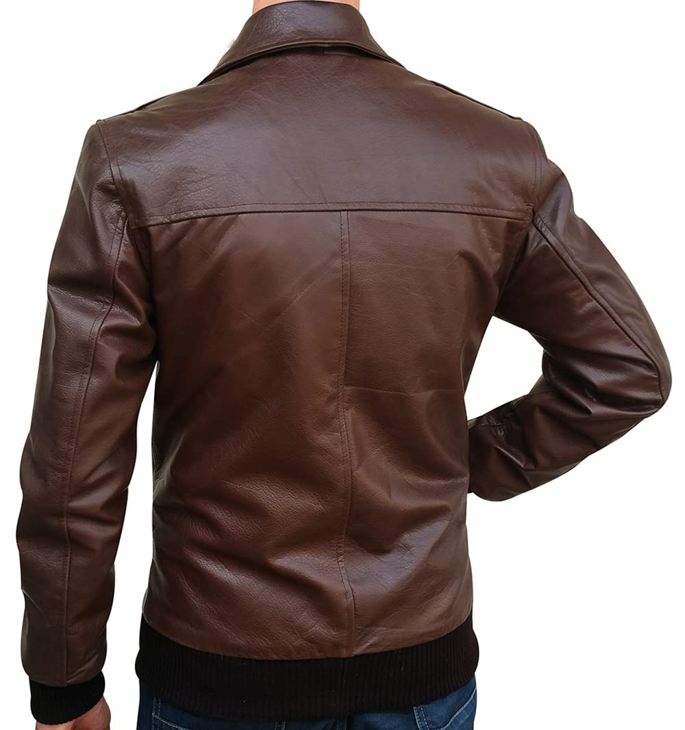 Men's Classic Slim Fit Retro Lambskin Leather Jacket - Vintage Style Motorcycle Biker Coat for Casual Wear & Night Out