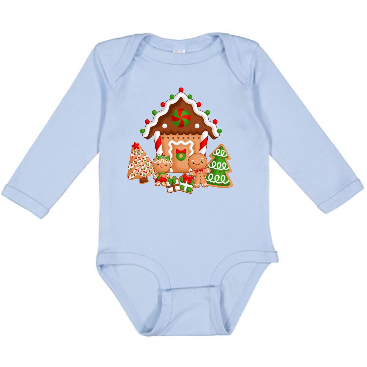 Inktastic Gingerbread House Christmas Long Sleeve Creeper - Festive Holiday Outfit for Babies & Toddlers | Perfect for Family Photos, Christmas Parties & Winter Celebrations