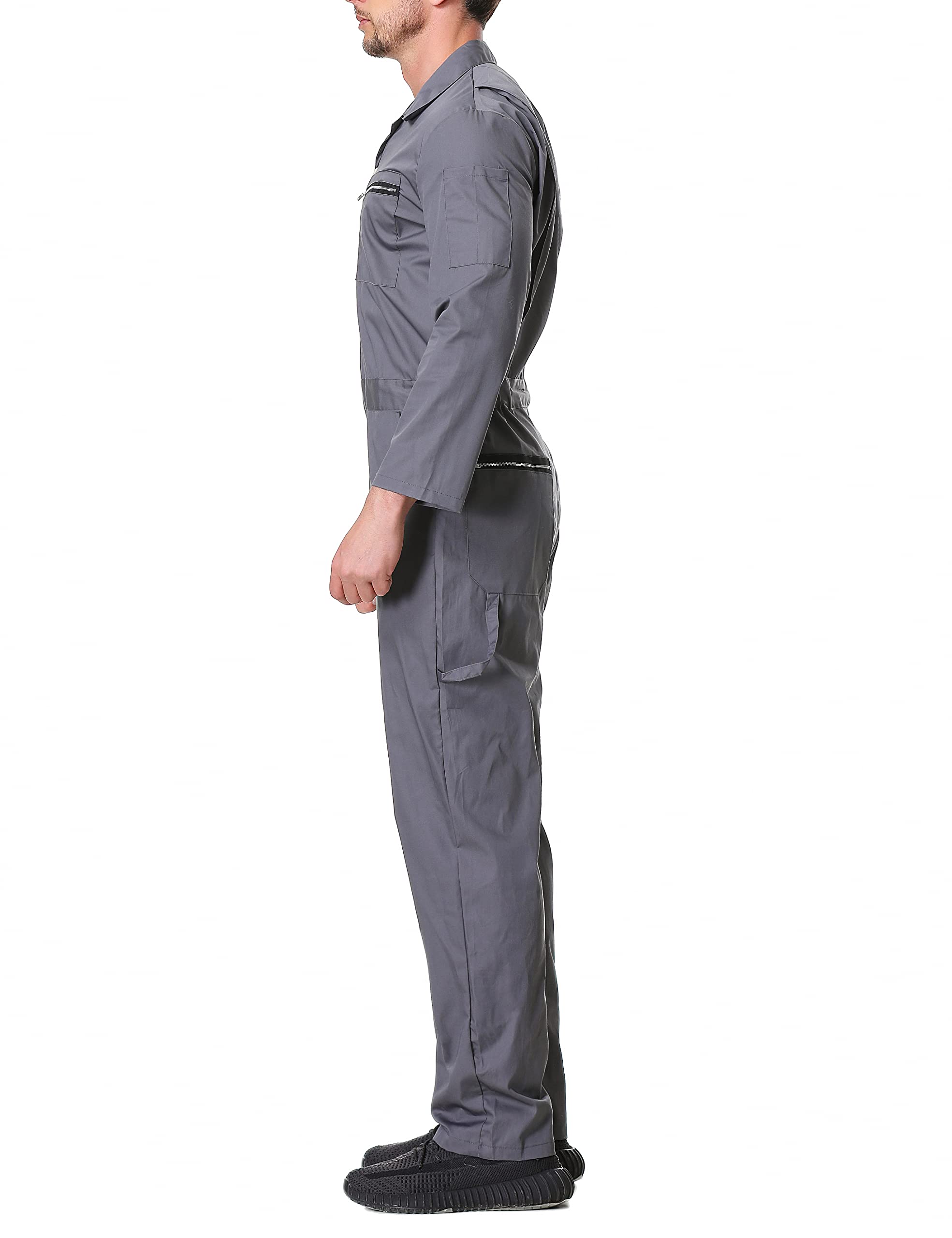 TopTie Men's Long Sleeve Coverall Work Jumpsuit - Durable Mechanic Uniform with Zipper Pockets & Action Back Design for Comfort | Ideal for Auto Repair, Construction & Industrial Work