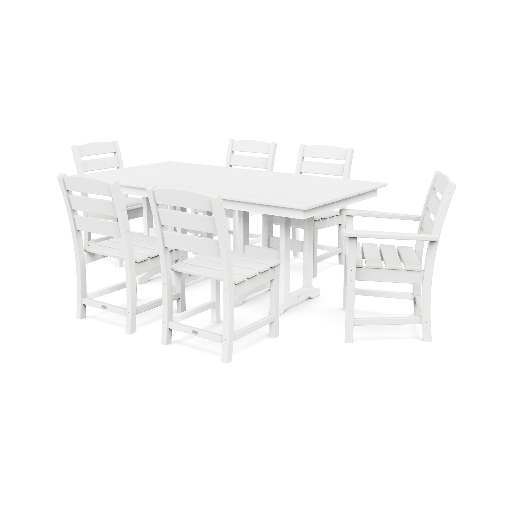 POLYWOOD Lakeside 7-Piece Farmhouse Dining Set - Outdoor Patio Furniture for Backyard, Garden & Poolside - All-Weather Resin Wicker Chairs & Table
