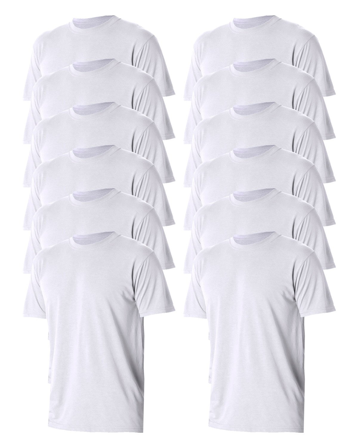 Jerzees Polyester Crewneck Sports T-Shirt - Moisture Wicking Activewear for Men & Women, White, X-Large (Pack of 12) - Perfect for Gym, Running, Workouts & Casual Wear
