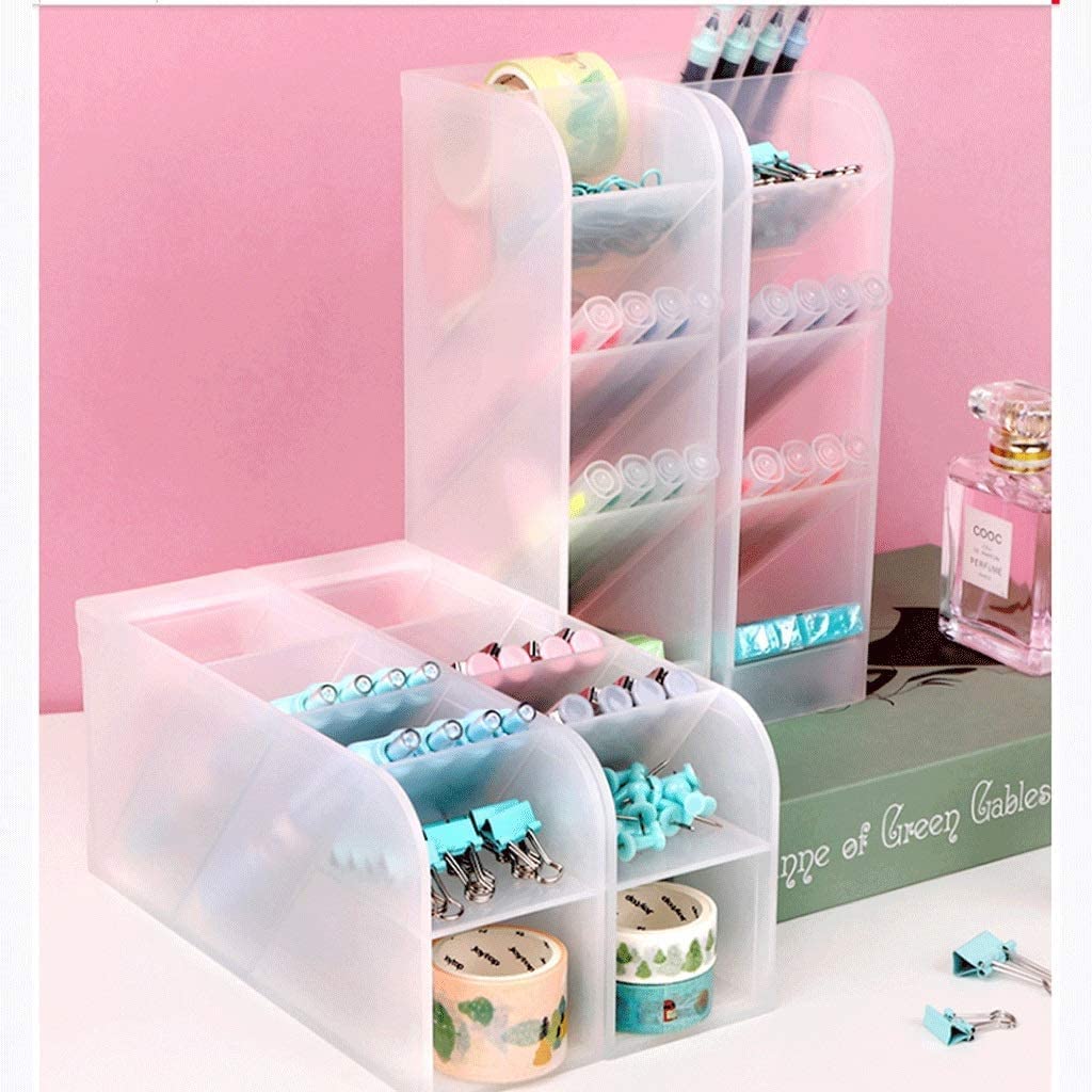 4-Compartment Plastic Inclined Pen Holder - Desk Organizer for Pencils, Pens & Office Supplies | Perfect for Office, School & Home Workspace Organization (Multiple Colors Available)