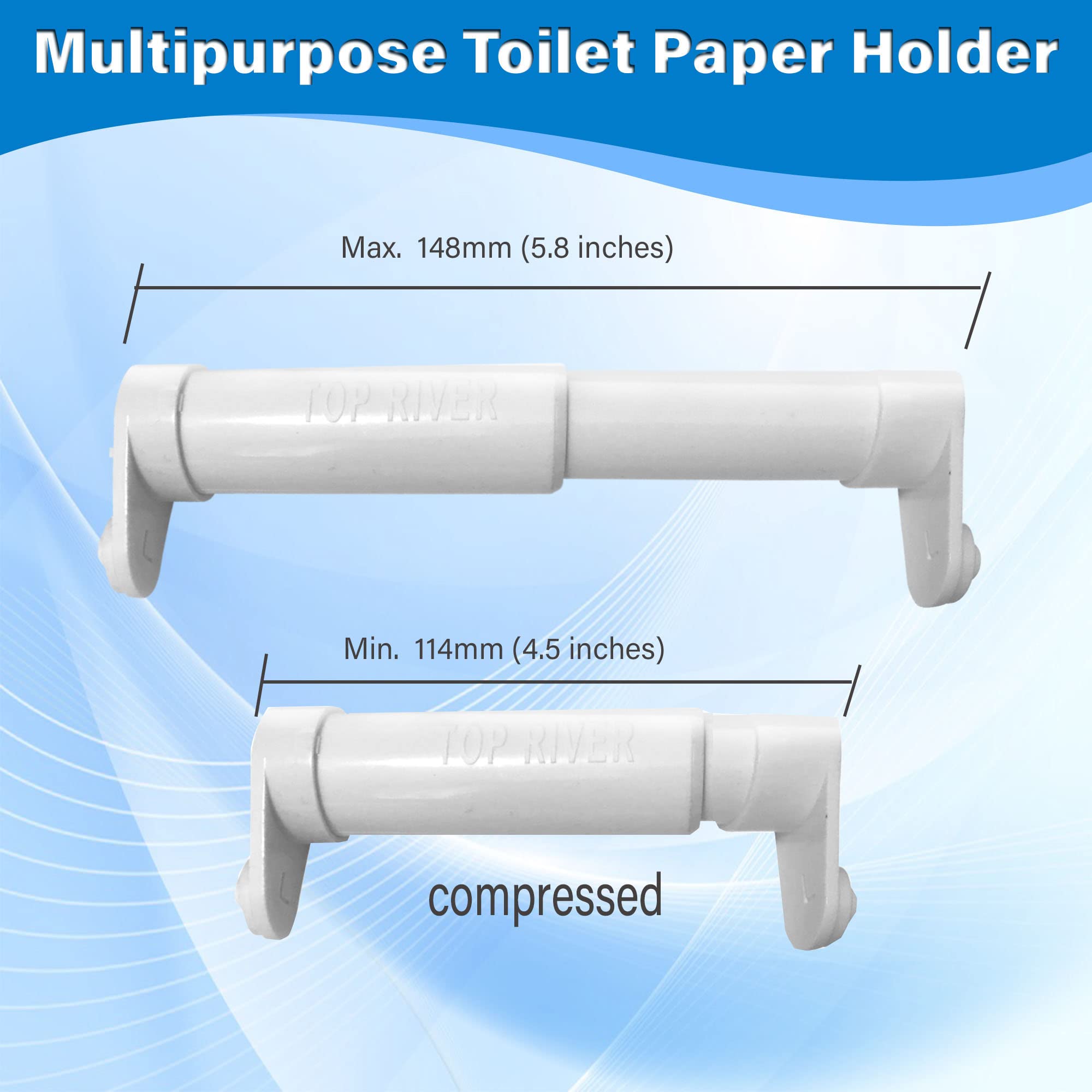 Toilet Paper Holder Extender - Adjustable Bathroom Organizer for Double, Triple & Mega Rolls | Space-Saving Solution for Small Bathrooms & RVs
