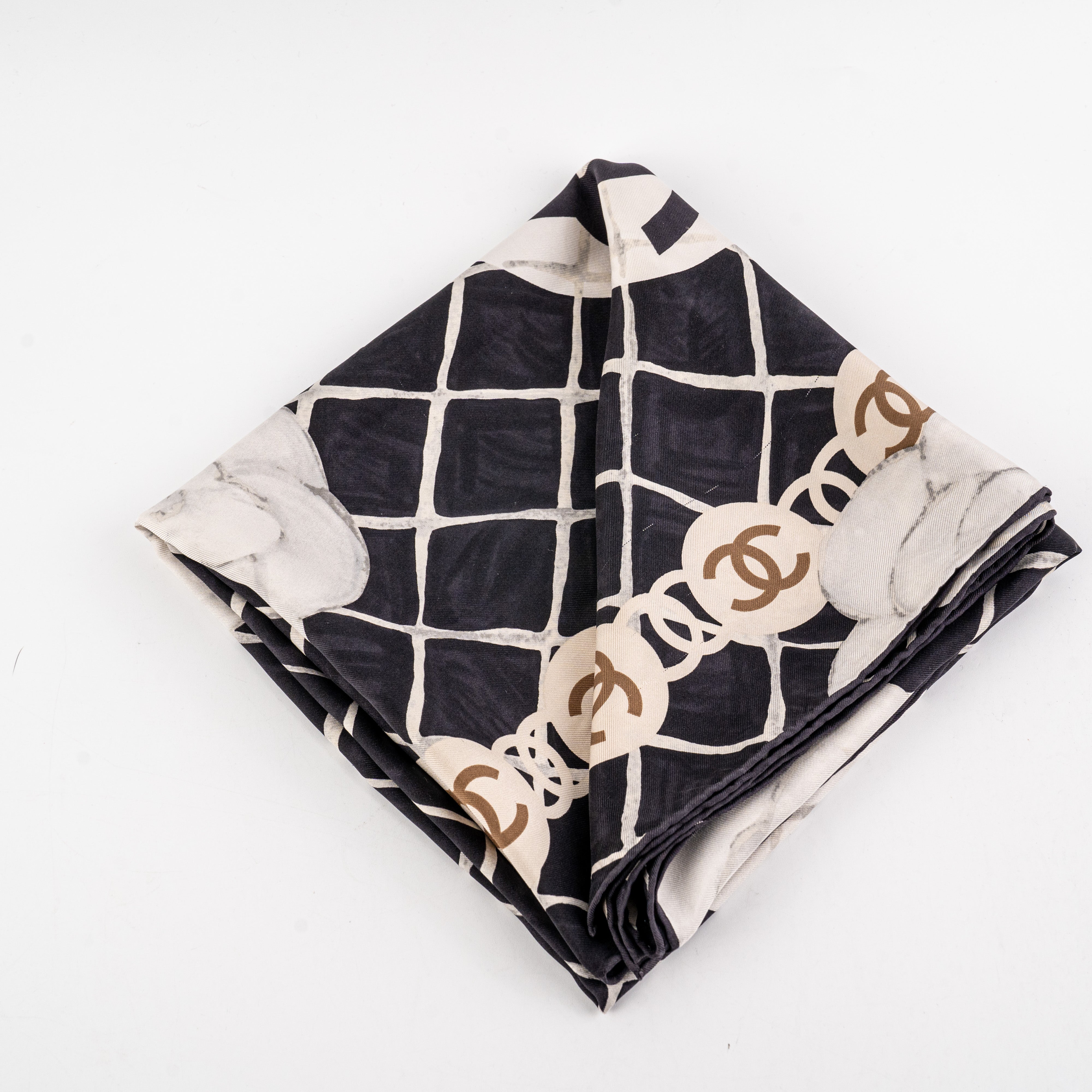 Chanel Silk Scarf for Women - Luxury Black and White Designer Scarf - Perfect for Gifts, Travel, and Fashion Accessories