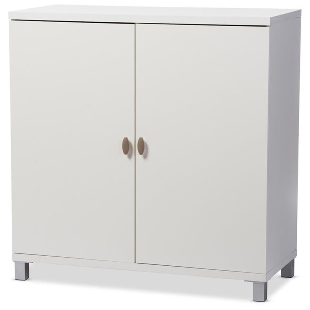 BOWERY HILL White Multipurpose Entryway Storage Cabinet - Hallway Organizer for Shoes, Coats & Home Decor | Perfect for Living Room, Bedroom or Office Entryway