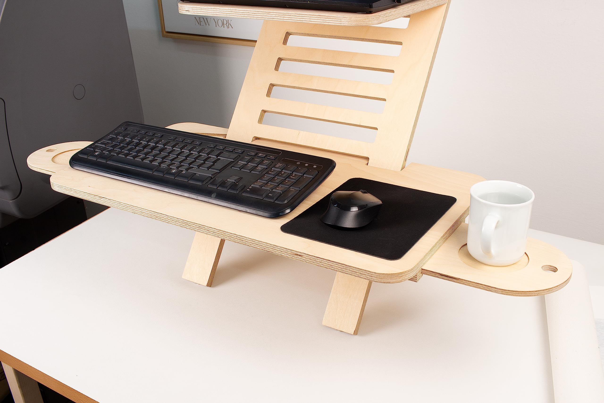 Adjustable Wood Laptop Stand for Standing Desk - Ergonomic Birch Plywood Monitor Riser - Home Office Workstation & Computer Desk Organizer - Perfect for Remote Work, Gaming Setup, and Workspace Ergonomics