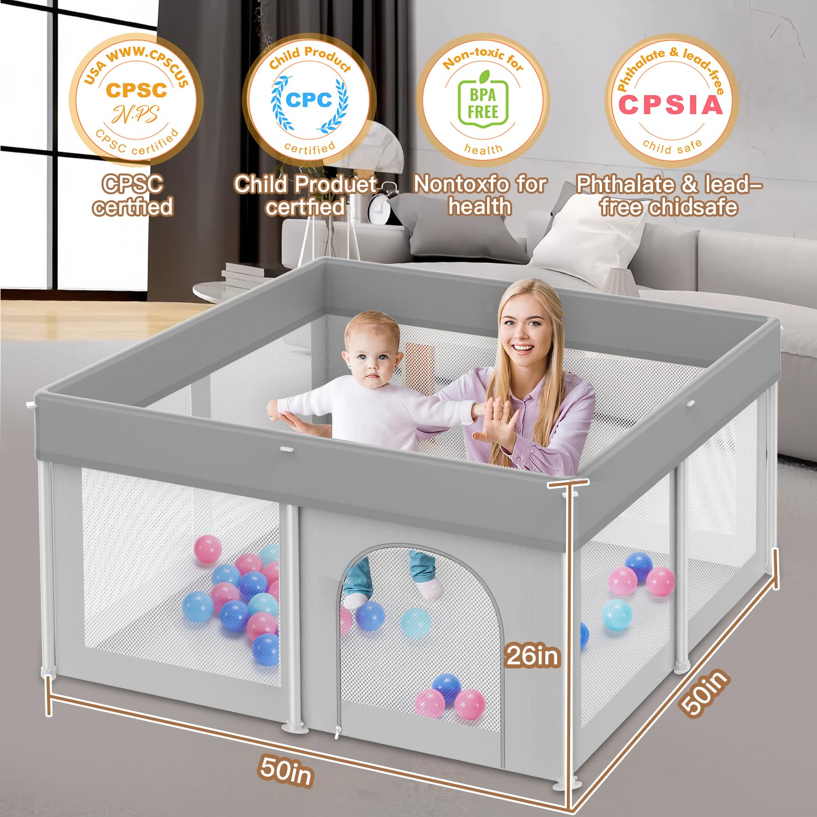 Foldable Baby Playpen 50