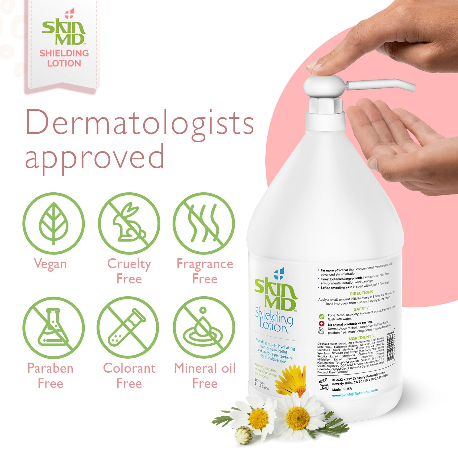 Skin MD Shielding Lotion - Hydrating Body Lotion for Sensitive Skin | Non-Greasy, Fast-Absorbing Moisturizer with Plant-Based Ingredients | Lotion for Dry Skin, Eczema & Psoriasis Relief (1 Gallon) | Perfect for Daily Use, Post-Shower Hydration & Skin Therapy