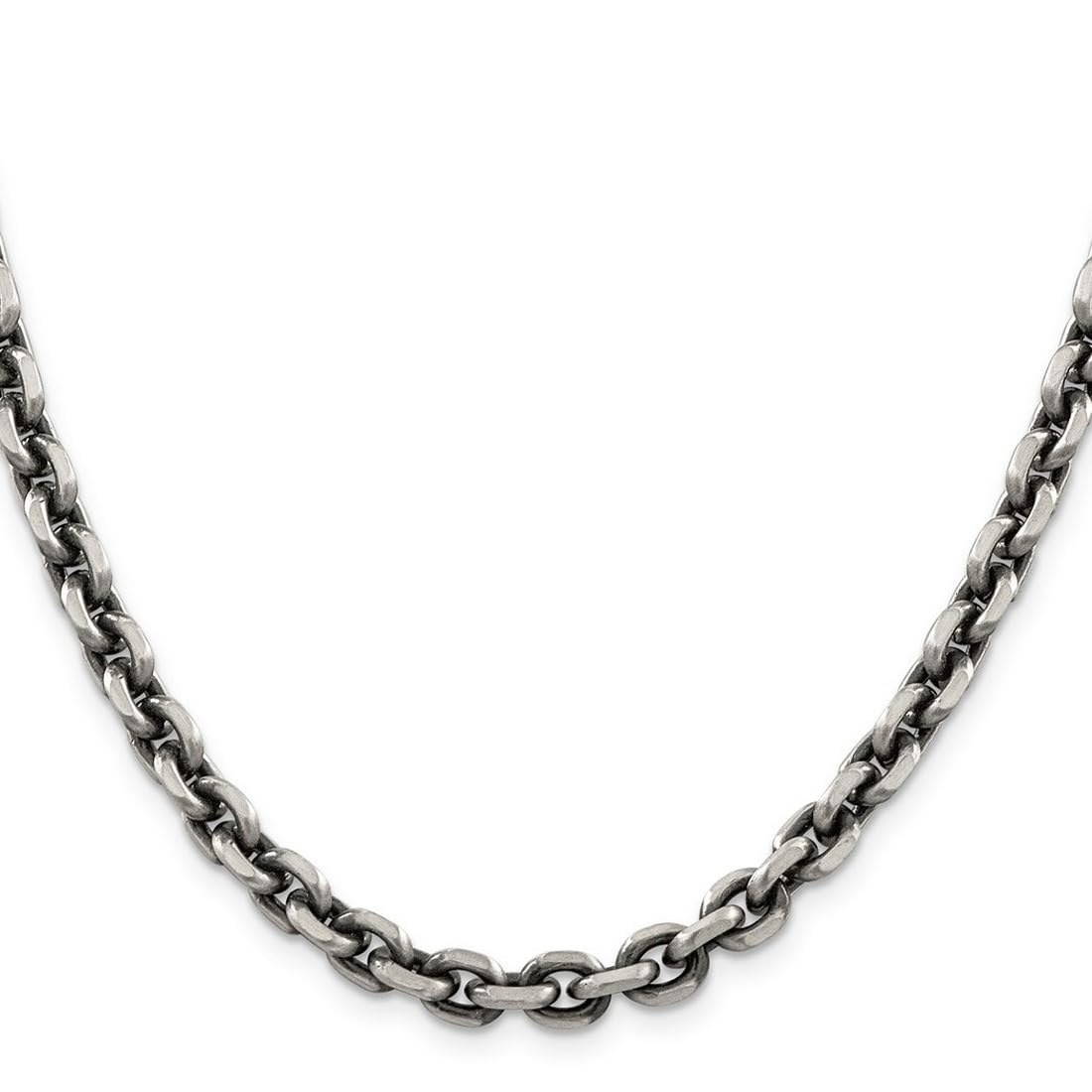 925 Sterling Silver Oxidized 5.6mm Antiqued Cable Chain Necklace with Lobster Claw Clasp - Unisex Jewelry for Men & Women | Perfect for Layering, Gift Giving & Everyday Wear