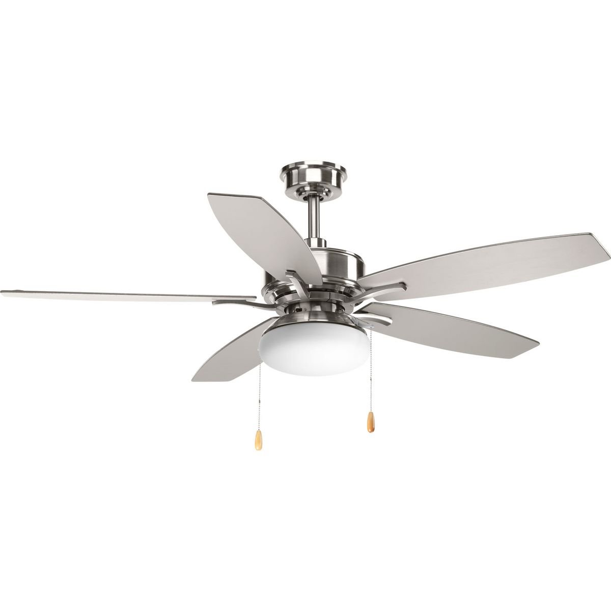 Progress Lighting P2552-09 Billows 52-Inch 5-Blade Ceiling Fan with LED Light Kit, Brushed Nickel Finish - Perfect for Living Room, Bedroom, and Outdoor Covered Patio