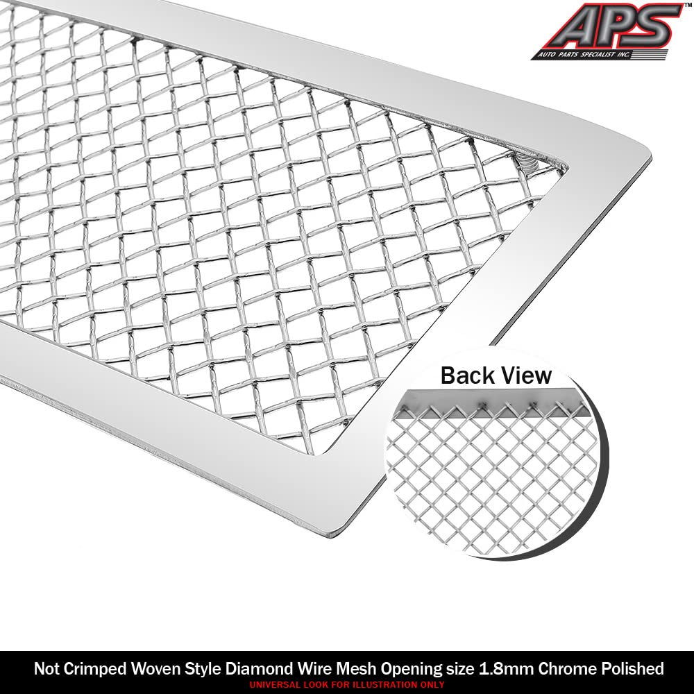 APS Compatible with Nissan Frontier 2009-2021 Lower Bumper Stainless Steel Chrome Mesh Front Grill Insert N76413T - Upgrade Your Truck's Style & Protection for Off-Road Adventures