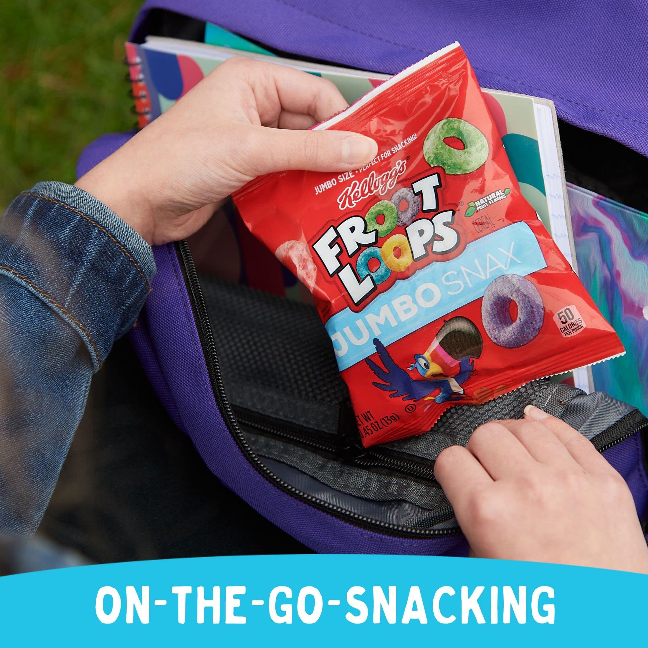 Froot Loops Jumbo Snax Cereal Snacks - 48 Fruit-Flavored Pouches (4 Boxes) | Kids Lunchbox Snacks, On-the-Go Breakfast, After-School Treats & Family Pantry Staples