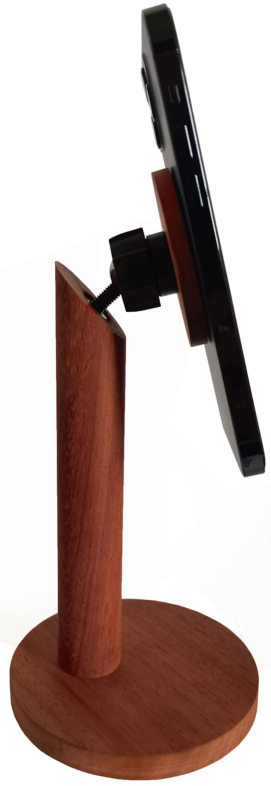 Premium Magnetic Cell Phone Stand - Adjustable Luxury Padauk Wood Phone Holder for Desk, Countertop, Table & Nightstand | Universal Compatibility for All Smartphones | Perfect for Live Streaming, Video Calls & Hands-Free Viewing