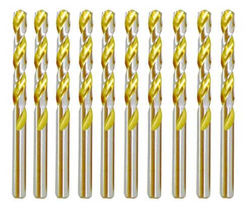5/64 Inch HSS Titanium Coated Drill Bit Set - 10Pcs High Speed Steel Twist Drill Bits for Metal, Iron, and Steel - Perfect for DIY, Woodworking, and Metalworking Projects