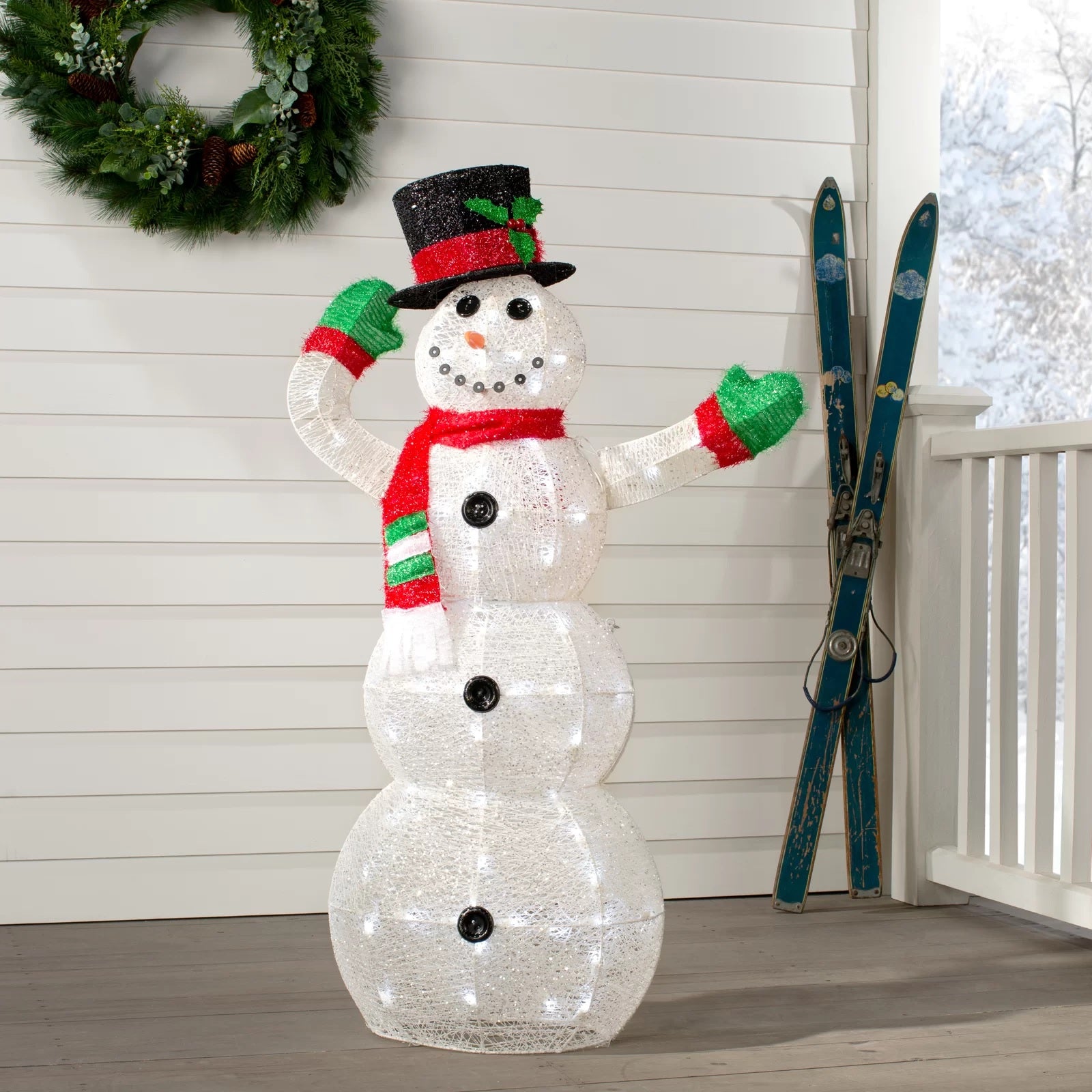 48-Piece Crystal Snowman Sculpture with 70 Clear LED Lights - Elegant Holiday Decor for Christmas Tree, Home, Office & Winter Wedding Centerpiece