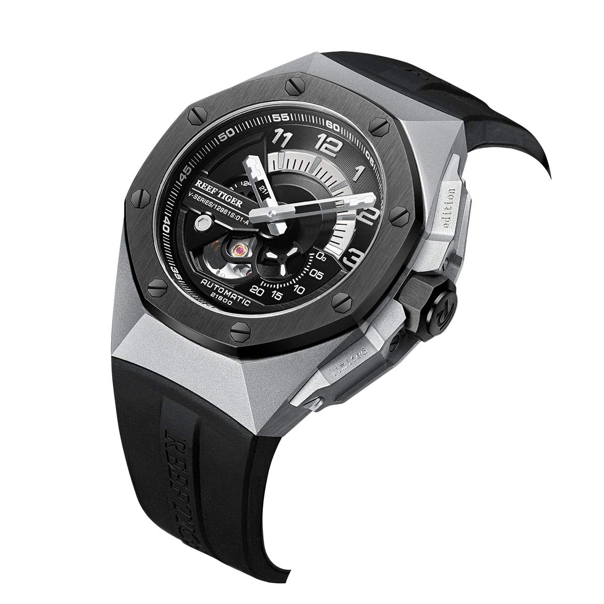 REEF TIGER Luxury Men's Automatic Mechanical Sports Watch - Stainless Steel Chronograph Waterproof Wristwatch RGA92S7 | Perfect for Business, Diving & Outdoor Activities